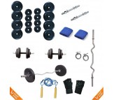 20 Kg Body Maxx Home Gym Package With 3 Ft Curl Bar + Gloves + Rope + Bands + 2 Rods + Locks